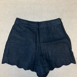 NWOT Abercrombie Women's Black linen Scalloped Hem Shorts